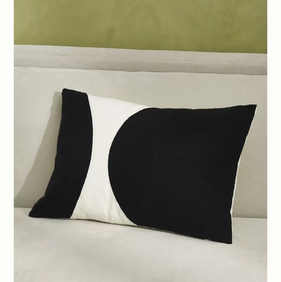 Lemieux et Cie Embroidered Victoire Pillow - black & white - Picture 1 of 9